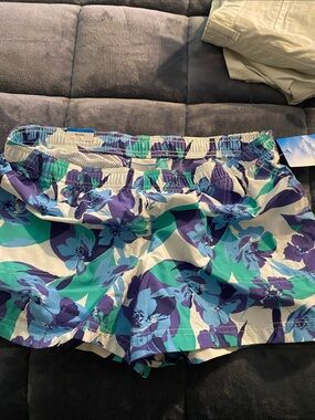 Columbia Women's Floral Athletic Shorts - Purple, Teal & White